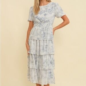 NWT Henly blue floral ruffle dress